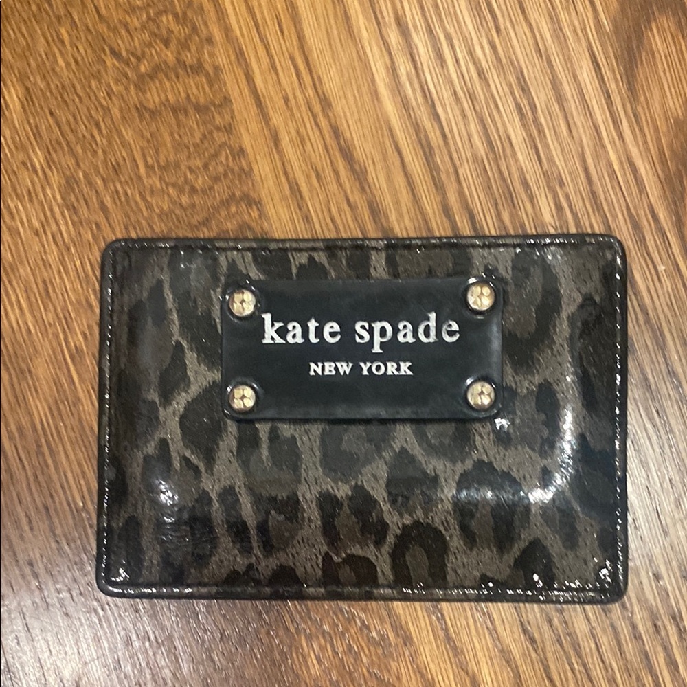 Kate Spade Black and Brown Animal Print Card Holder